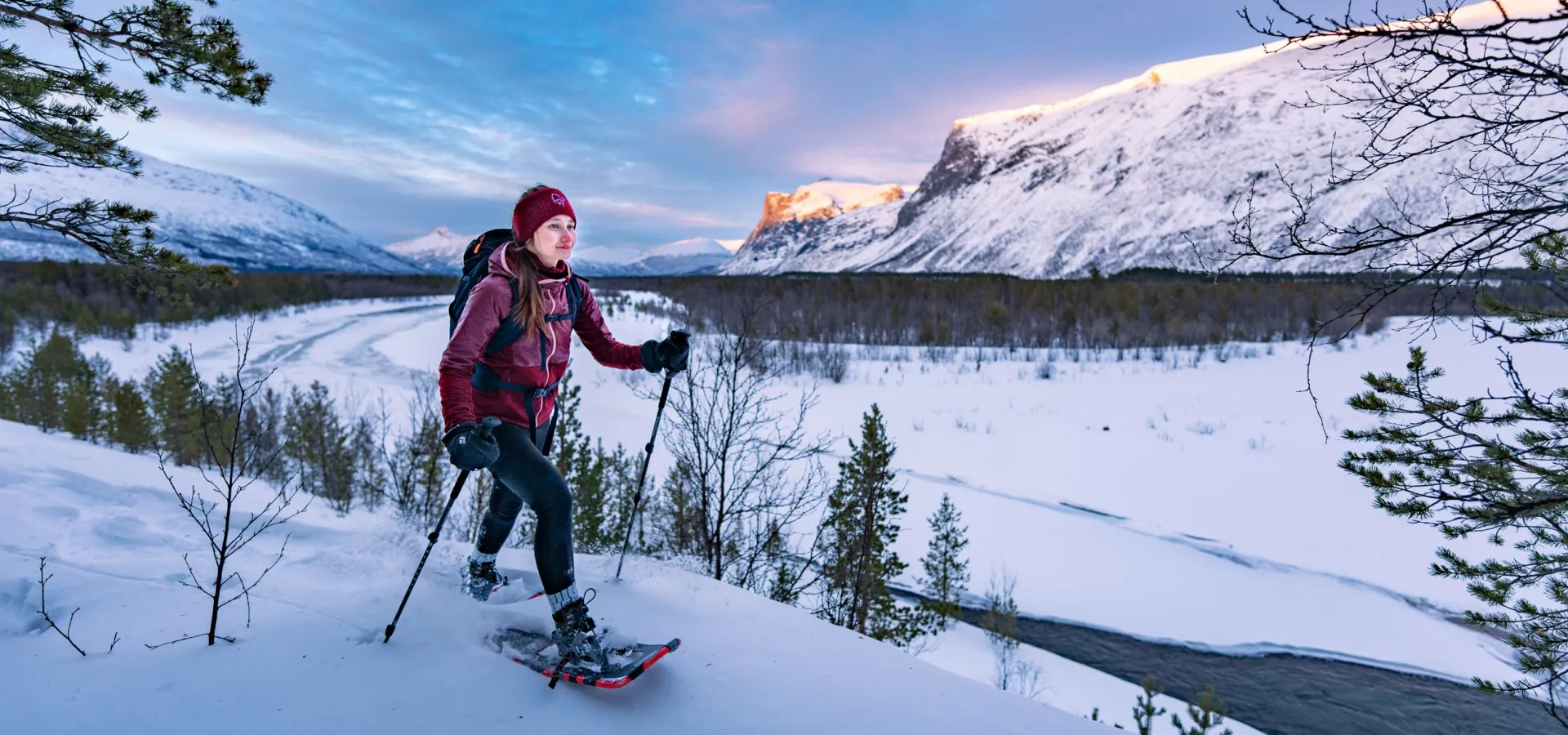 Woman snowshoeing