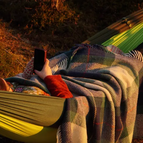 Chilling in the hammock at Stussnes mountain