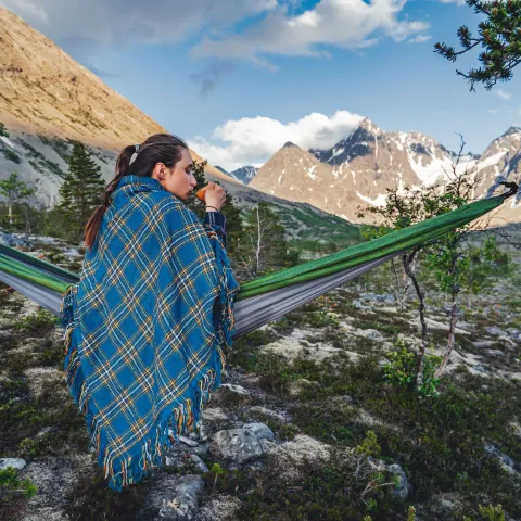 Hammock by the blue lake in Nord-Lenangen in Lyngen